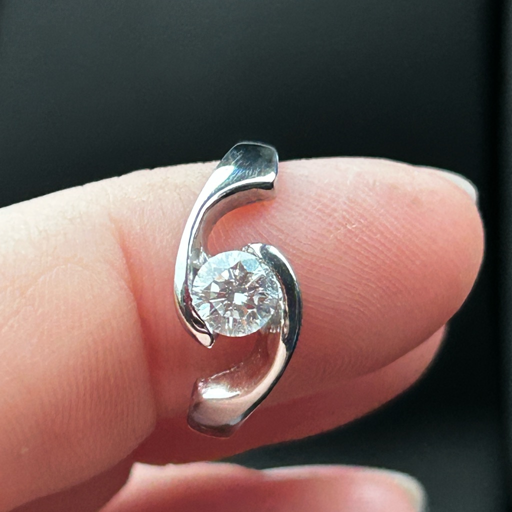 Half Ct Round Diamond Lab Ring Custom Designed 14k White Gold Band Size 65
